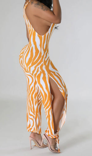 Orange and White Jumpsuit