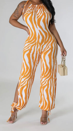 Orange and White Jumpsuit