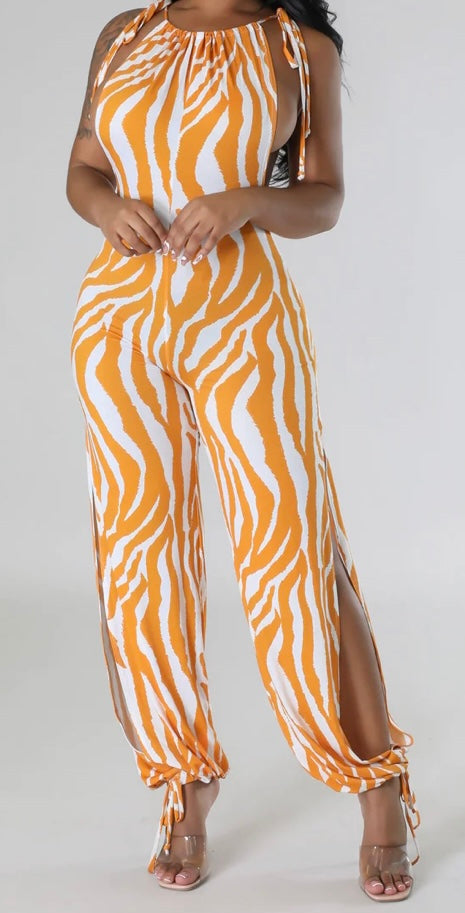 Orange and White Jumpsuit