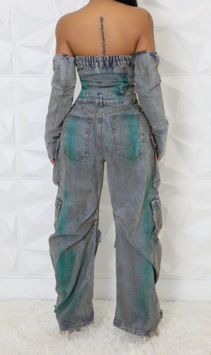 Tie Dye Denim Jumpsuit