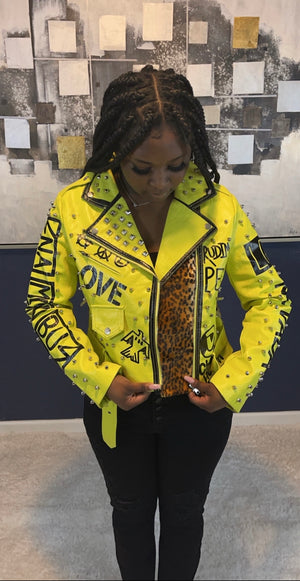 Neon Stud Moto Jacket