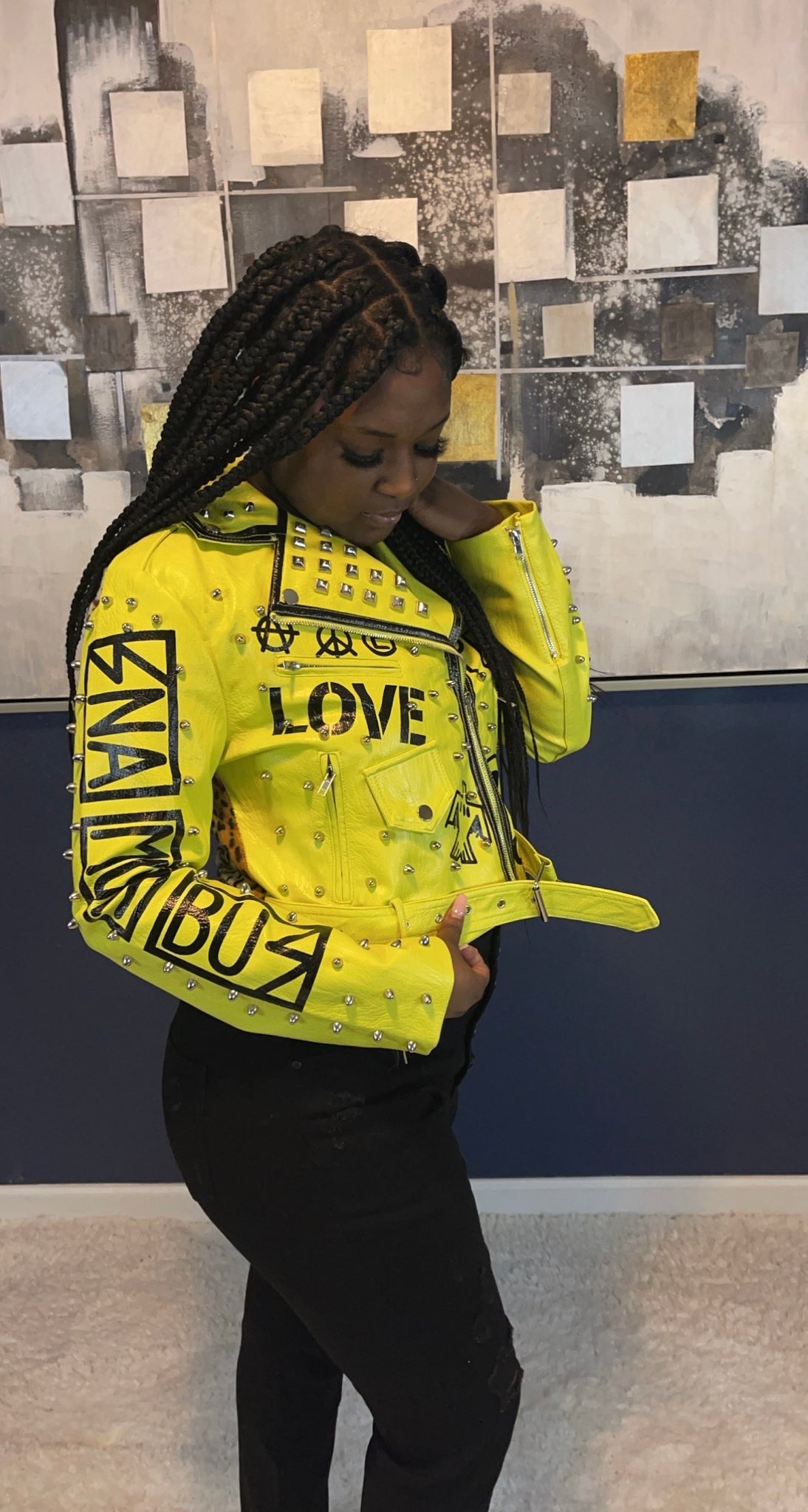 Neon Stud Moto Jacket